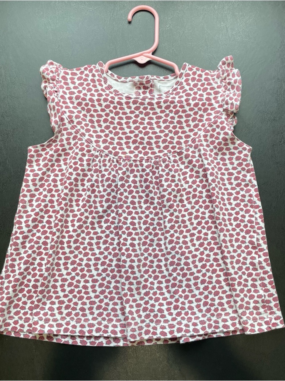 Girls Pima Cotton Ladybug Ruffle-Sleeve Tank Top